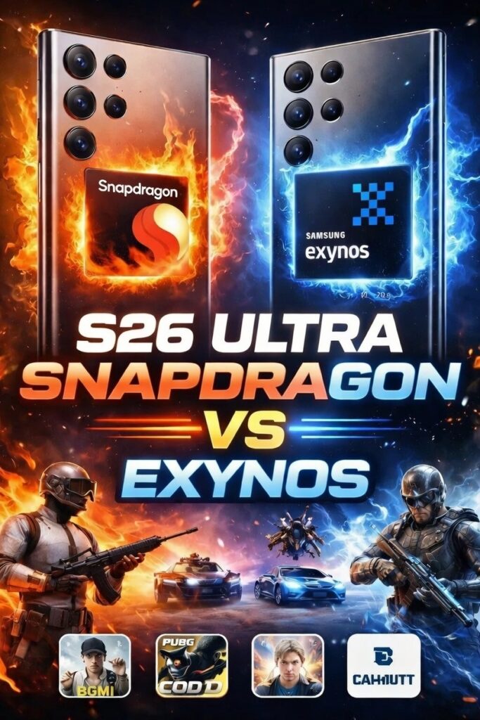 Samsung Galaxy S26 Ultra Snapdragon vs Exynos Gaming Test FPS and heating comparison