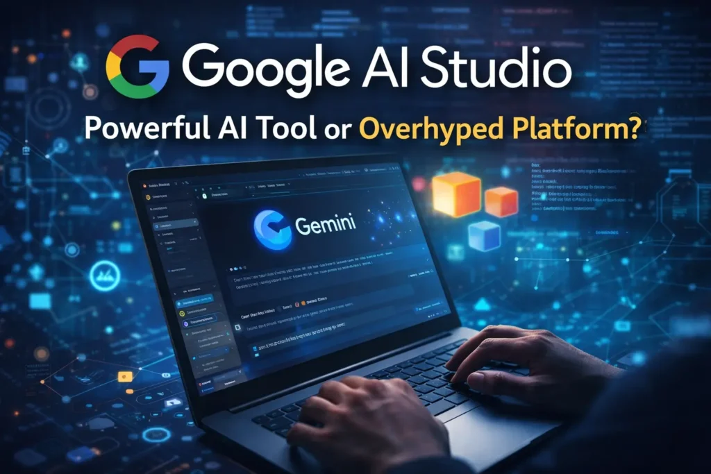 google ai studio guide interface showing features and tools for content creation